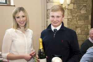 Nathan Hales receive his award from  Clay Shooting magazine’s advertising sales  manager Lucy Wilson